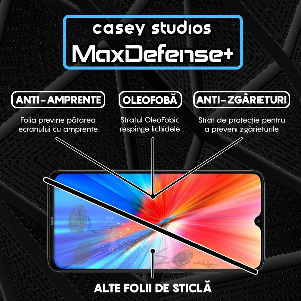 Folie Sticla MaxDefense+ - Xiaomi Redmi Note 8/Redmi Note 8 2021 - Negru
