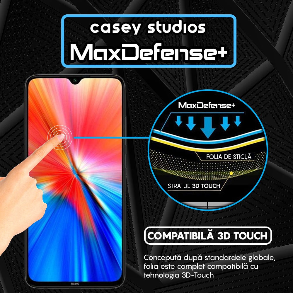 Folie Sticla MaxDefense+ - Xiaomi Redmi Note 8/Redmi Note 8 2021 - Negru
