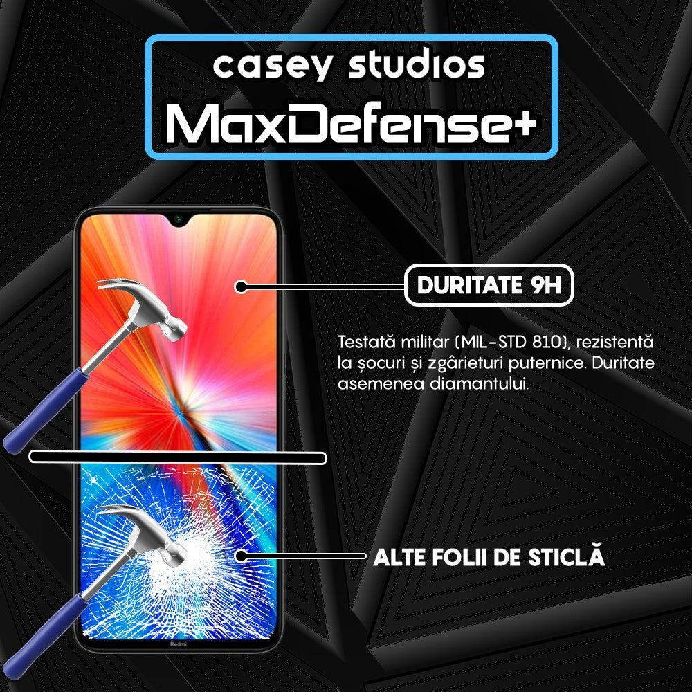 Folie Sticla MaxDefense+ - Xiaomi Redmi Note 8/Redmi Note 8 2021 - Negru