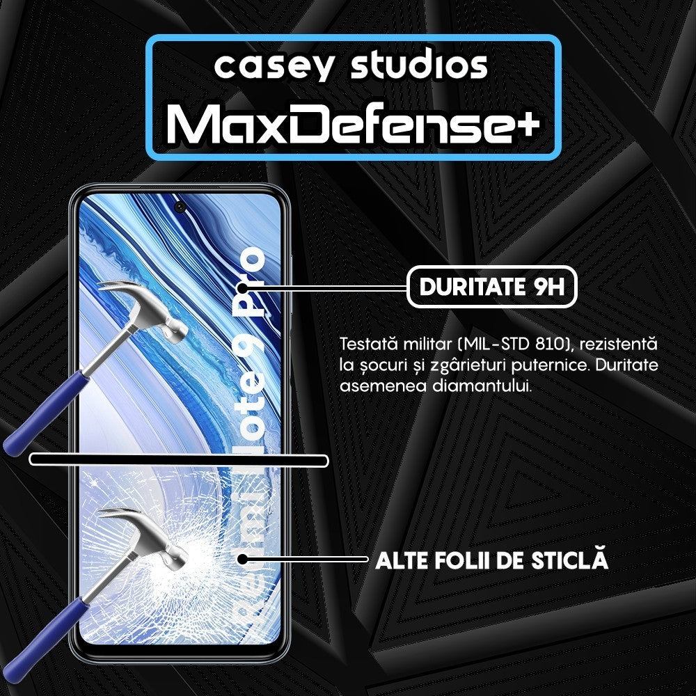Folie Sticla MaxDefense+ - Xiaomi Redmi Note 9 Pro/Redmi Note 9 Pro Max/Redmi Note 9S - Negru