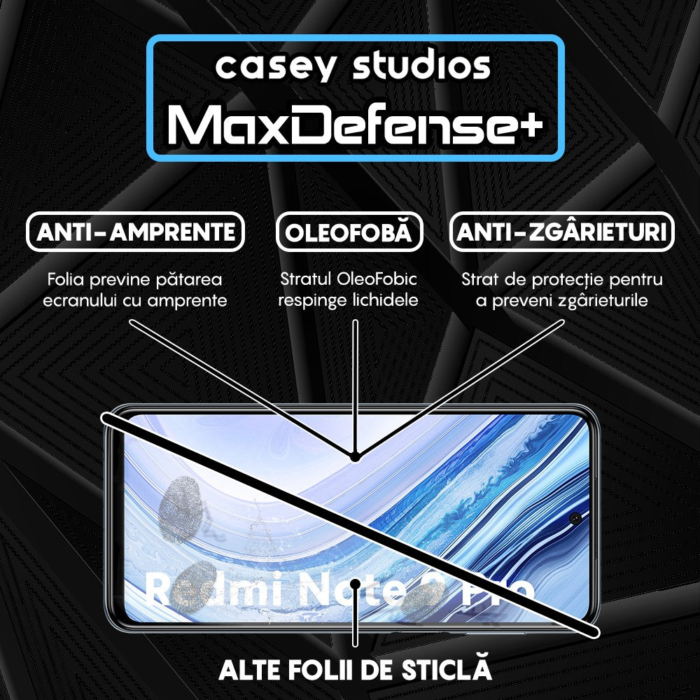 Folie Sticla MaxDefense+ - Xiaomi Redmi Note 9 Pro/Redmi Note 9 Pro Max/Redmi Note 9S - Negru