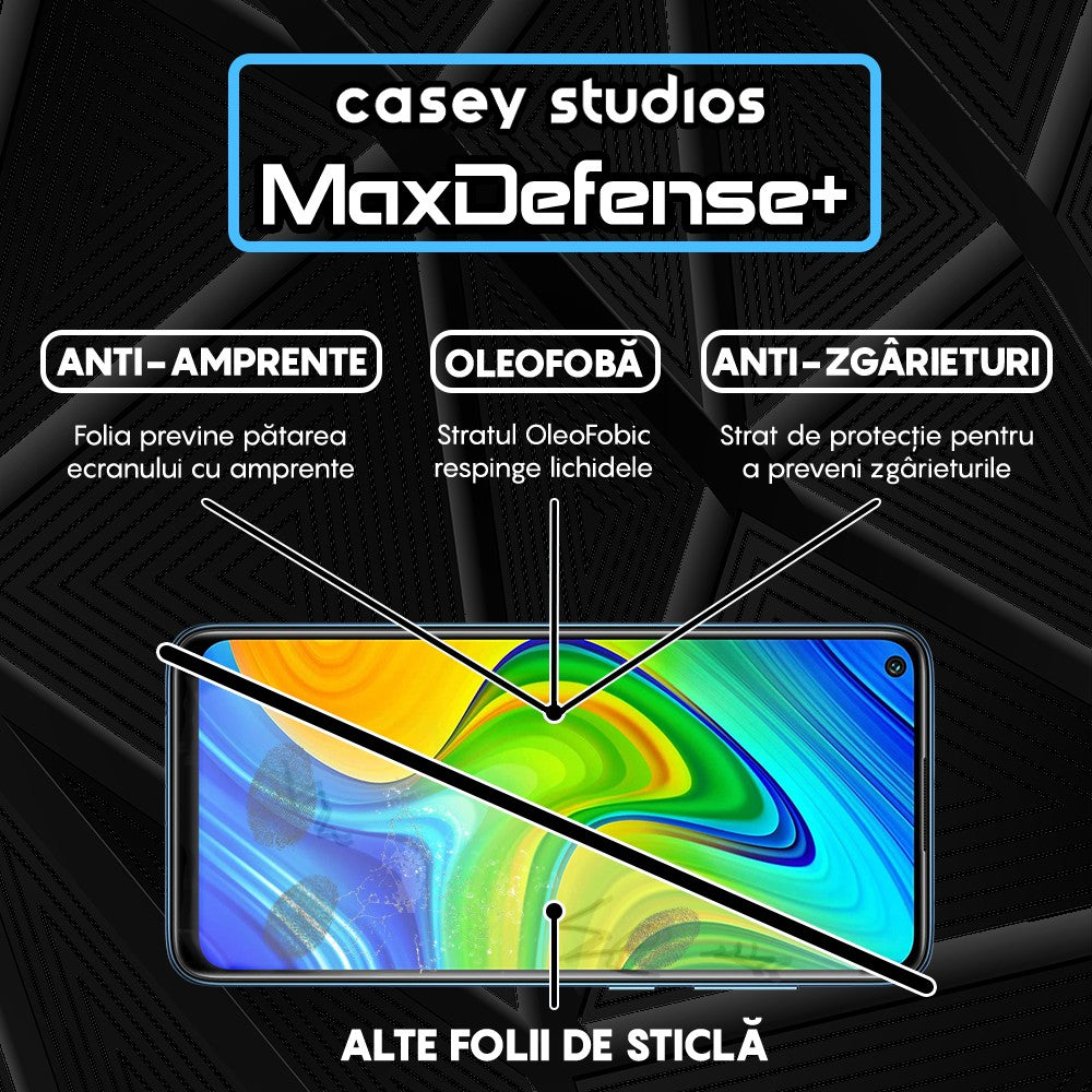 Folie Sticla MaxDefense+ - Xiaomi Redmi Note 9/Redmi 10X 4G - Negru