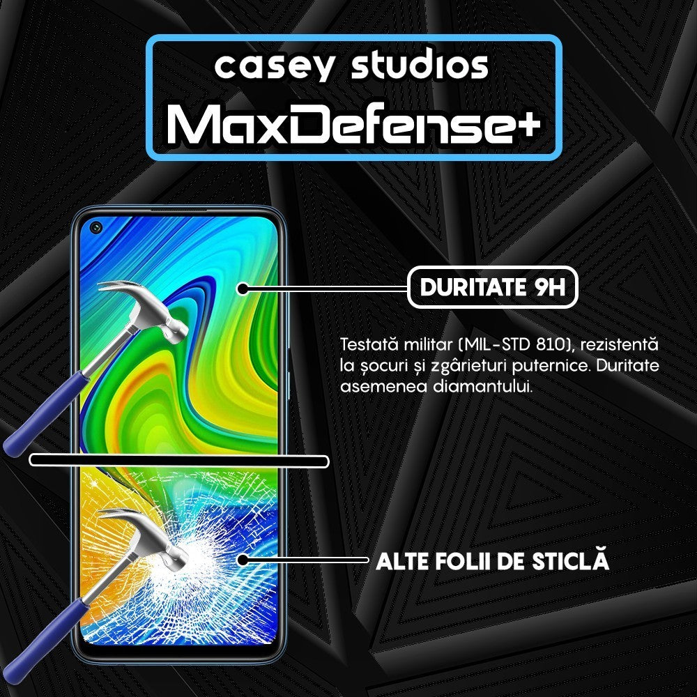Folie Sticla MaxDefense+ - Xiaomi Redmi Note 9/Redmi 10X 4G - Negru