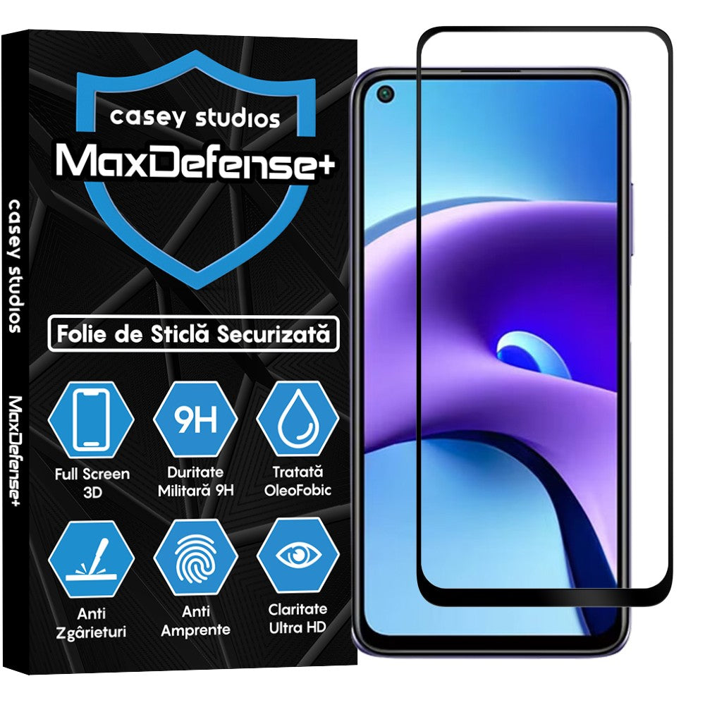 Folie Sticla MaxDefense+ - Xiaomi Redmi Note 9T/Redmi Note 9T 5G - Negru