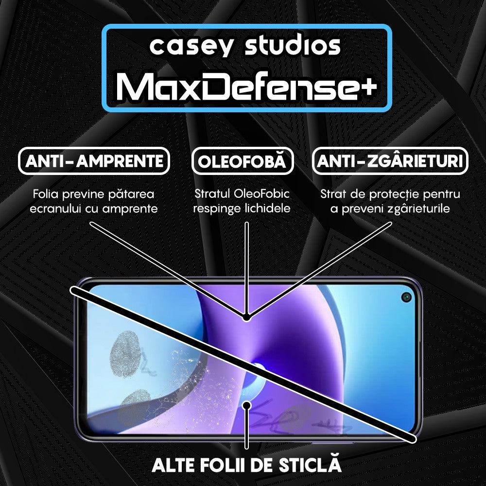 Folie Sticla MaxDefense+ - Xiaomi Redmi Note 9T/Redmi Note 9T 5G - Negru