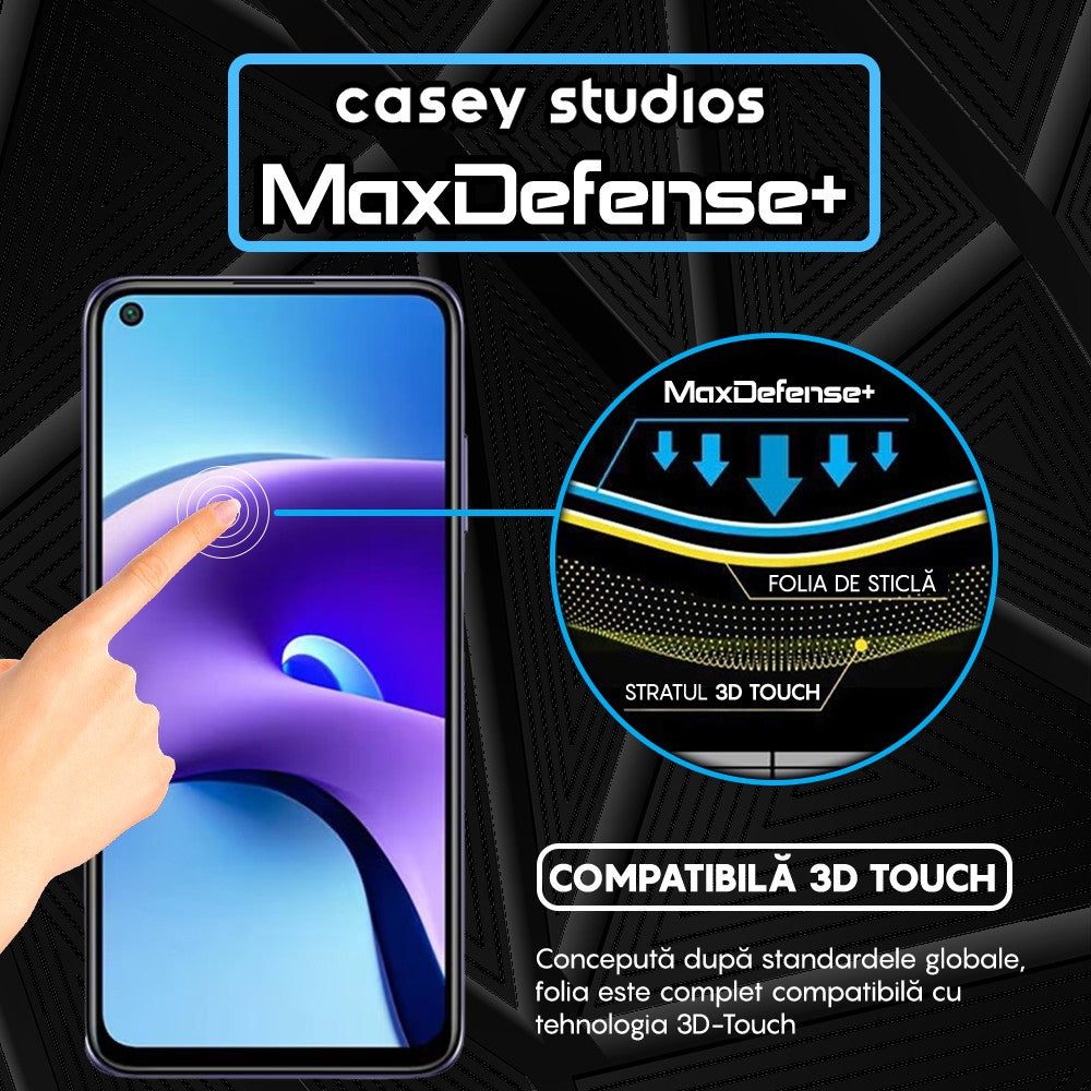 Folie Sticla MaxDefense+ - Xiaomi Redmi Note 9T/Redmi Note 9T 5G - Negru