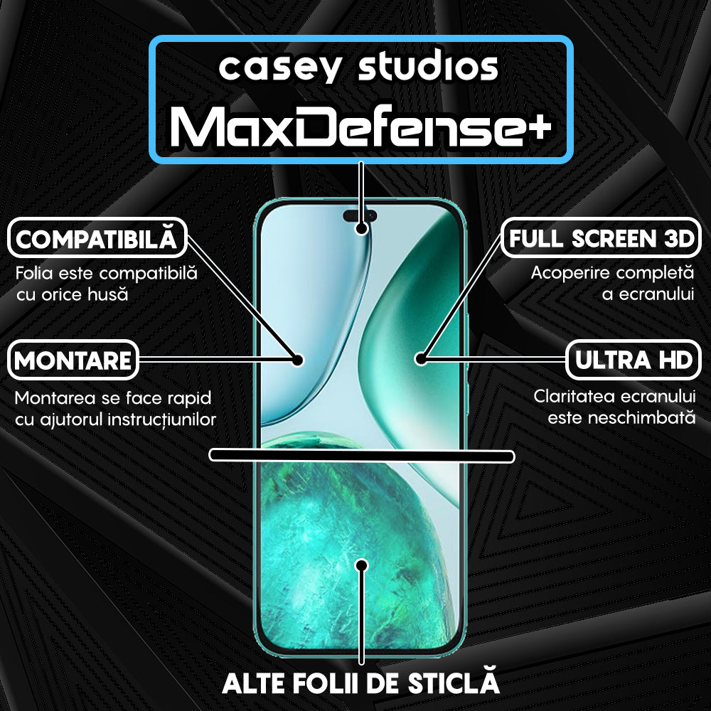 Folie Sticla MaxDefense+ - Honor X8c - Negru