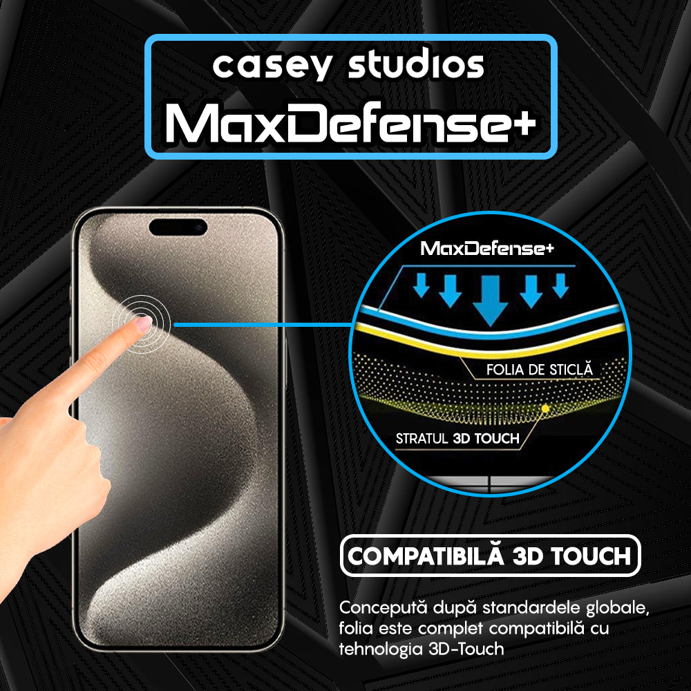 Folie Sticla MaxDefense+ - iPhone 15 Pro Max - Clear