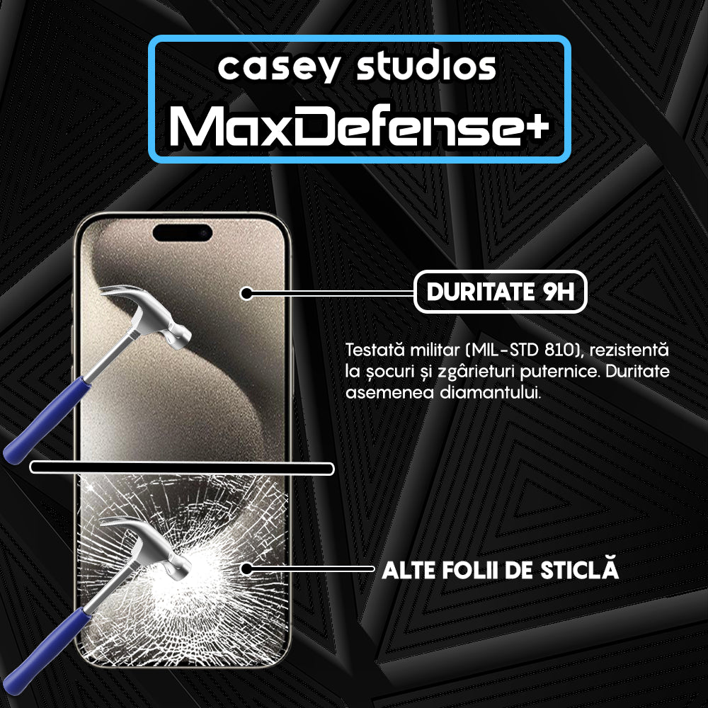 Folie Sticla MaxDefense+ - iPhone 15 Pro Max - Clear