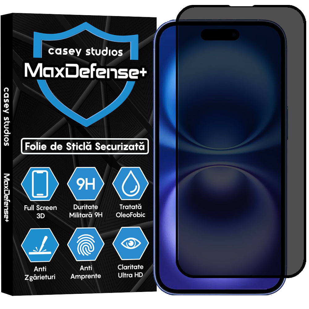 Folie Sticla MaxDefense+ - iPhone 16 - Privacy