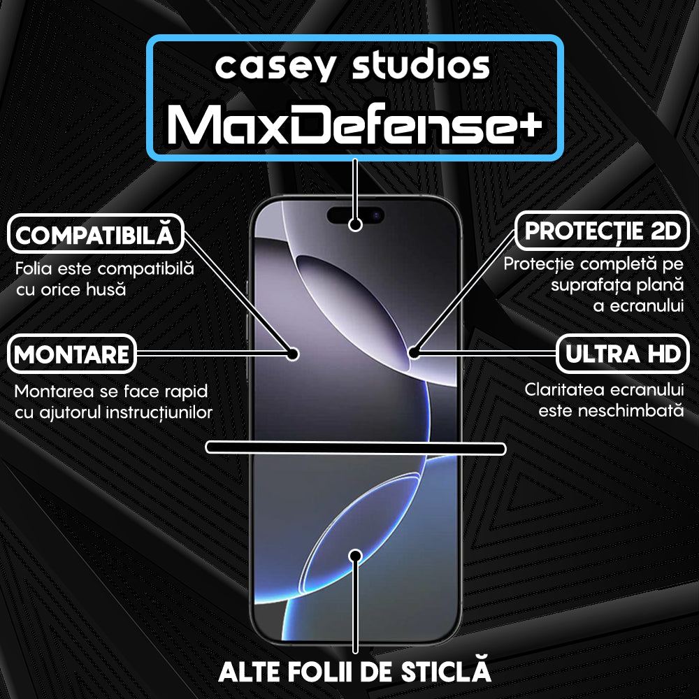 Folie Sticla MaxDefense+ - iPhone 16 Pro Max - Clear