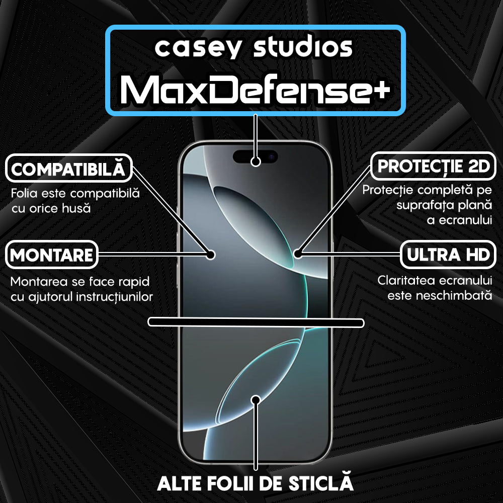 Folie Sticla MaxDefense+ - iPhone 16 Pro - Clear