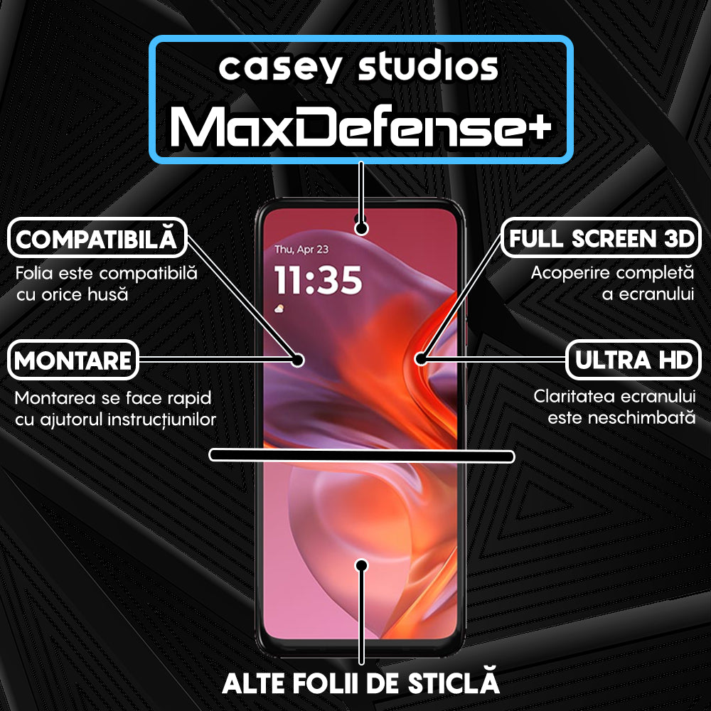 Folie Sticla MaxDefense+ - Motorola Moto G05 - Negru