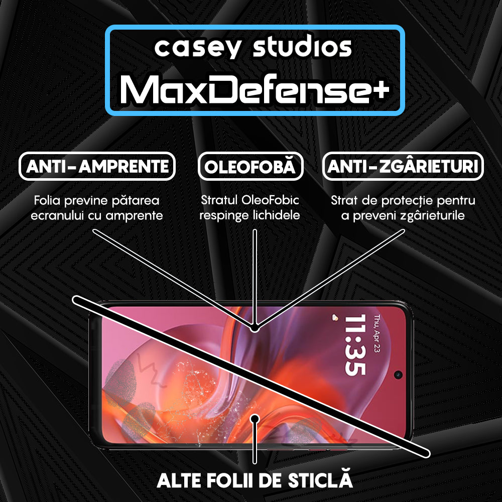 Folie Sticla MaxDefense+ - Motorola Moto G05 - Negru