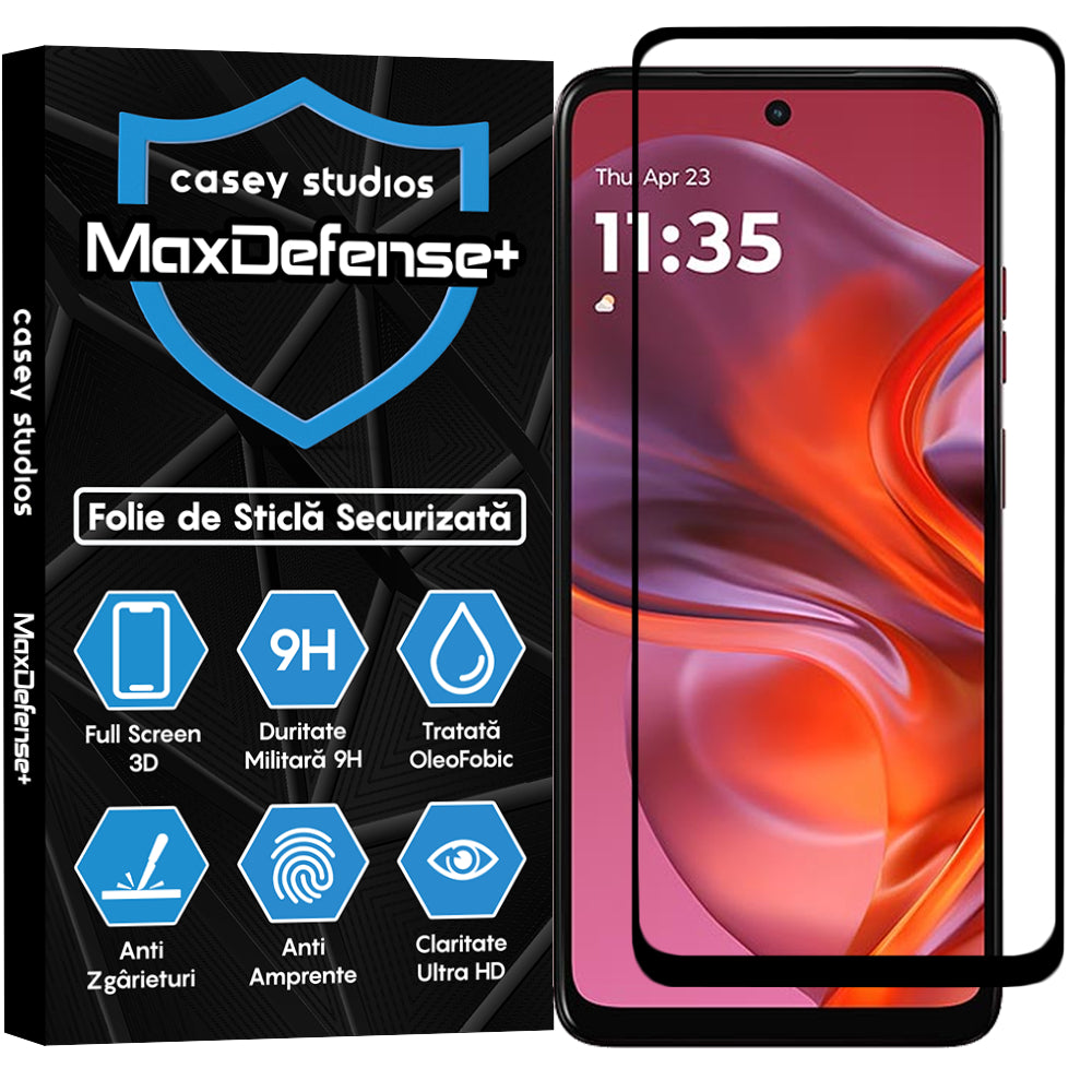 Folie Sticla MaxDefense+ - Motorola Moto G05 - Negru
