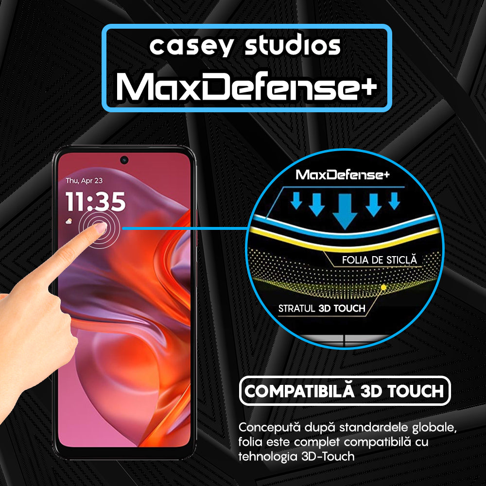 Folie Sticla MaxDefense+ - Motorola Moto G05 - Negru