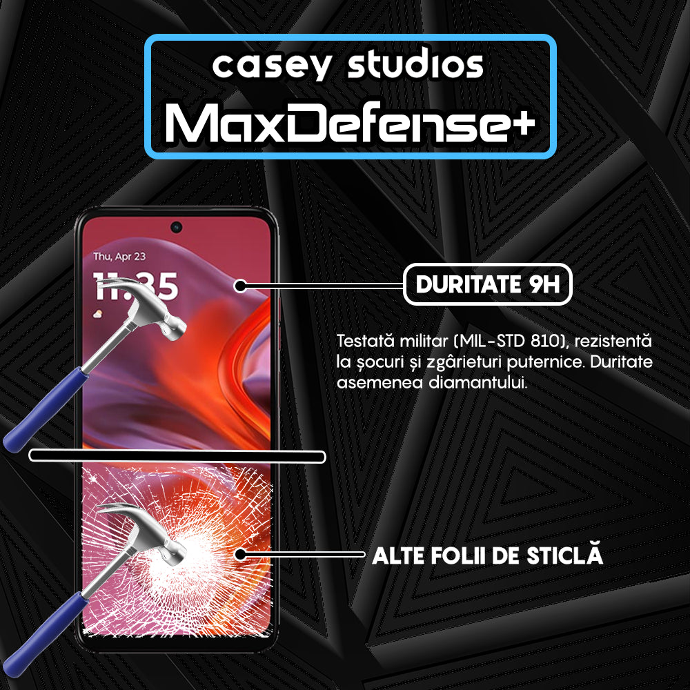 Folie Sticla MaxDefense+ - Motorola Moto G05 - Negru