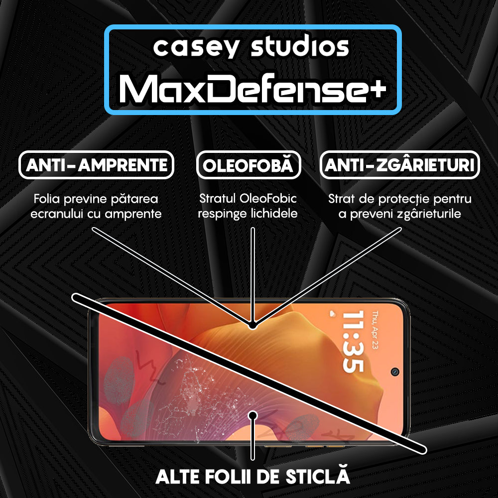 Folie Sticla MaxDefense+ - Motorola Moto G15 - Negru