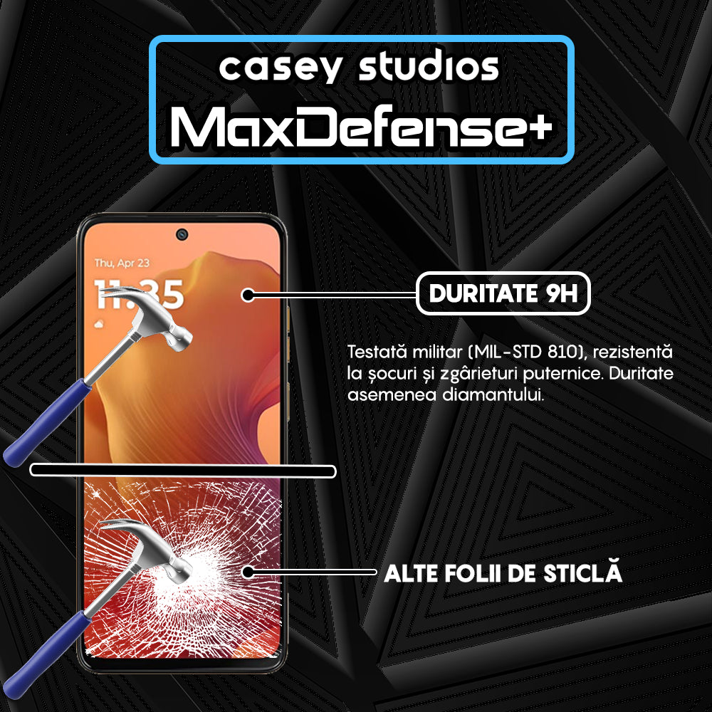 Folie Sticla MaxDefense+ - Motorola Moto G15 - Negru