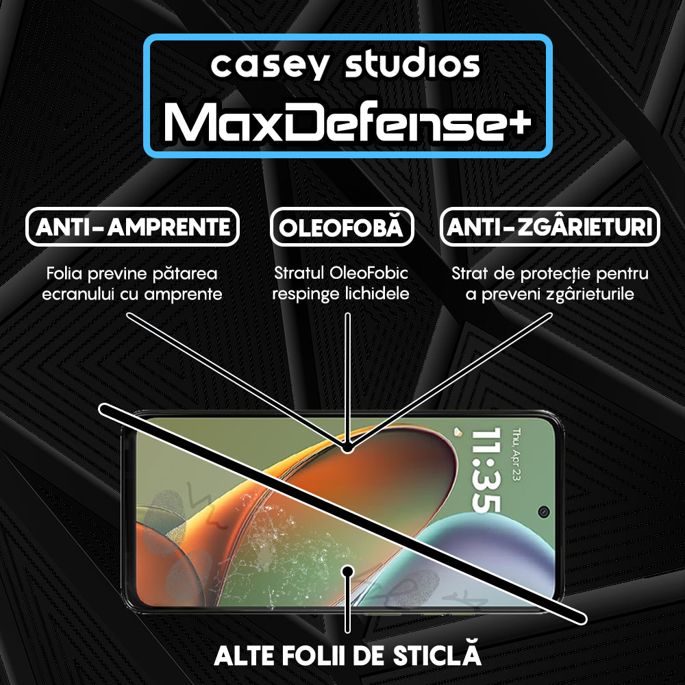 Folie Sticla MaxDefense+ - Motorola Moto G15 Power - Negru