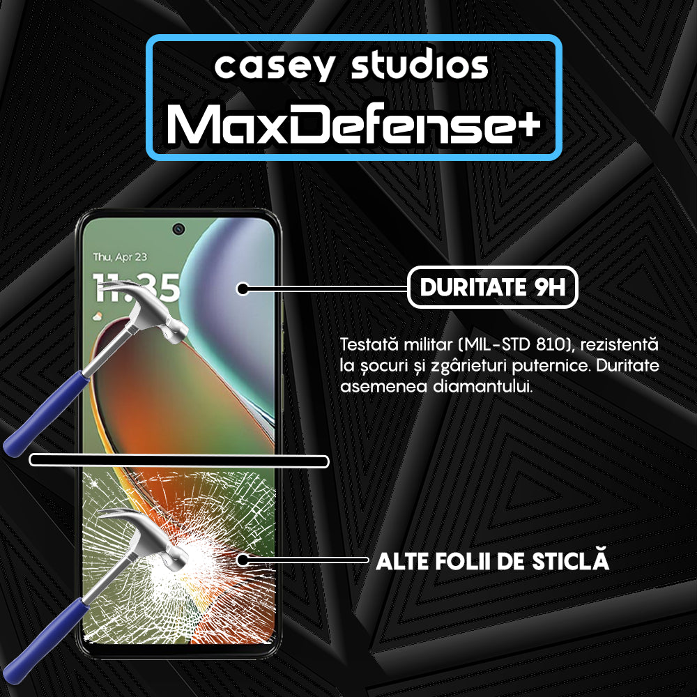 Folie Sticla MaxDefense+ - Motorola Moto G15 Power - Negru