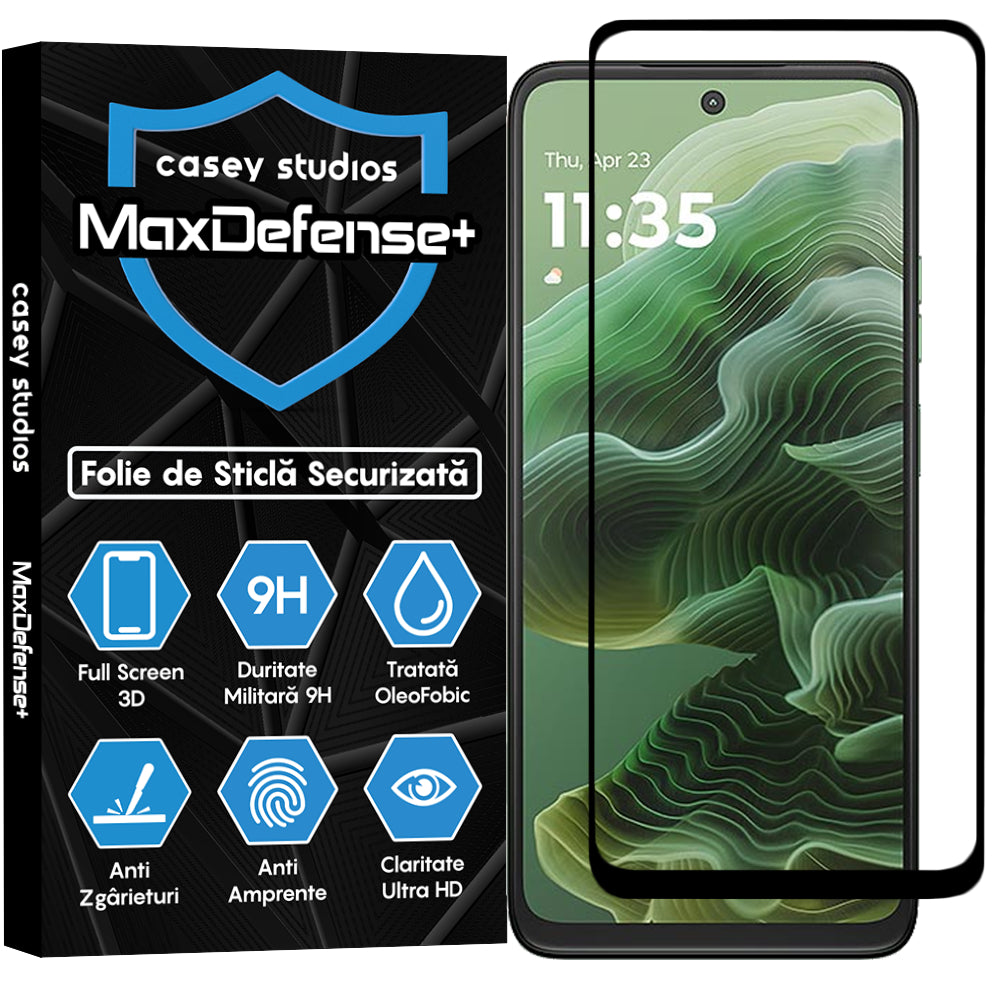 Folie Sticla MaxDefense+ - Motorola Moto G35 - Negru