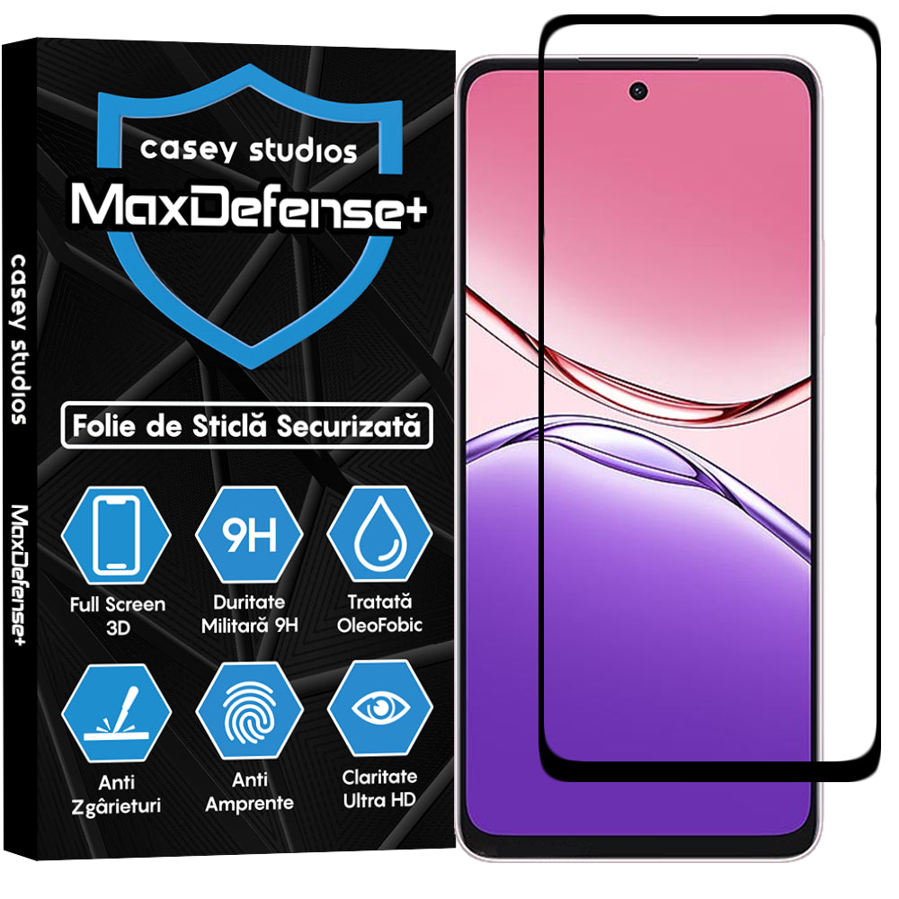 Folie Sticla MaxDefense+ - Oppo A5 Pro - Negru