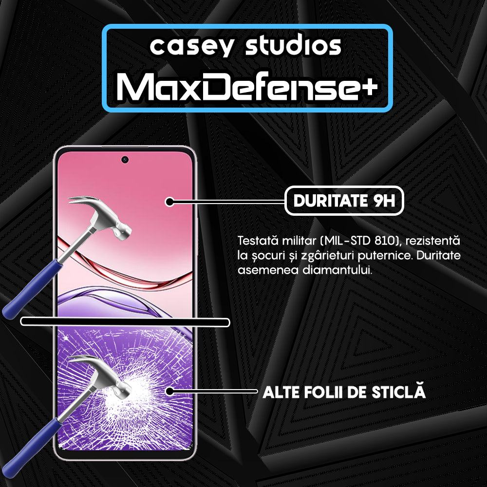 Folie Sticla MaxDefense+ - Oppo A5 Pro - Negru