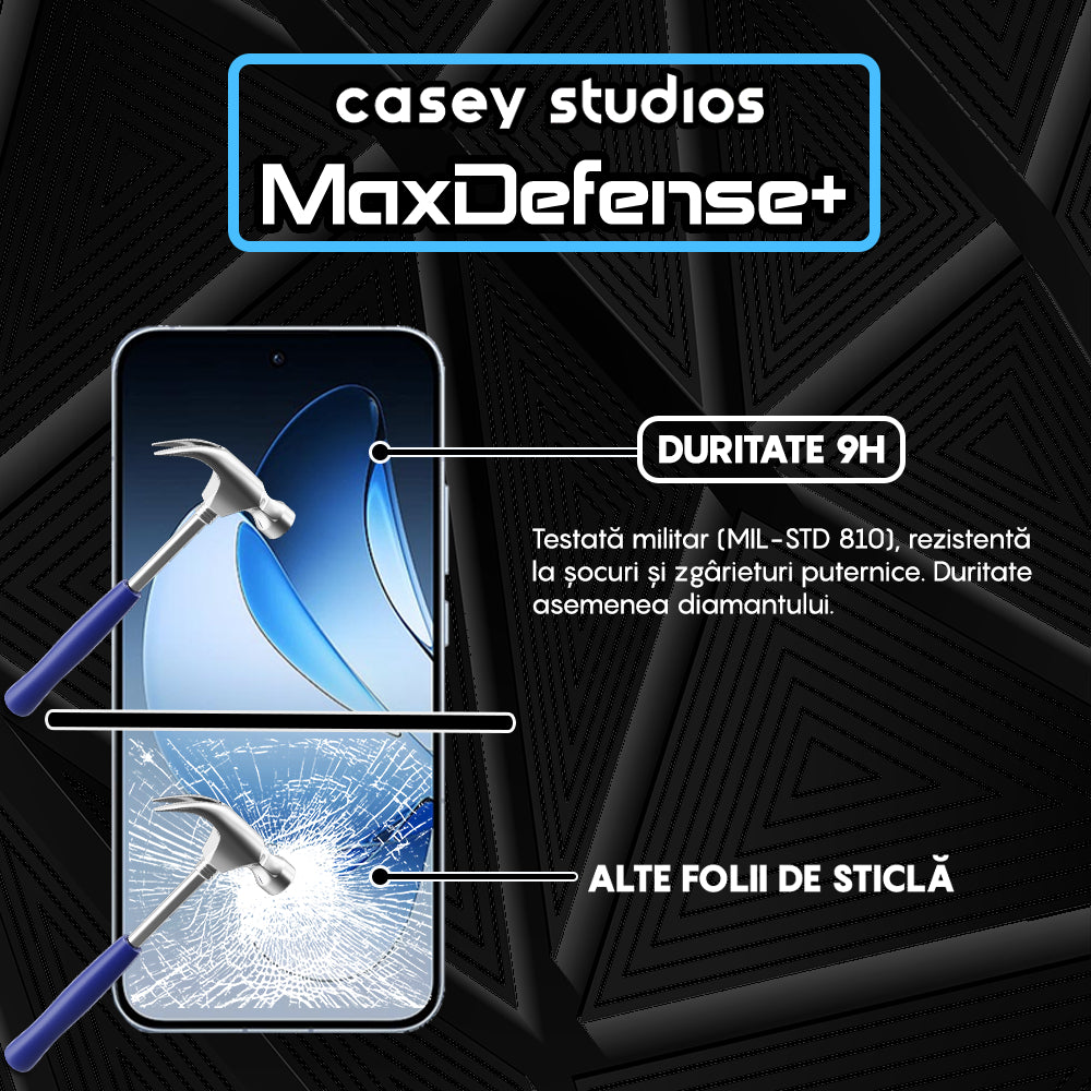 Folie Sticla MaxDefense+ - Oppo Reno13 - Negru