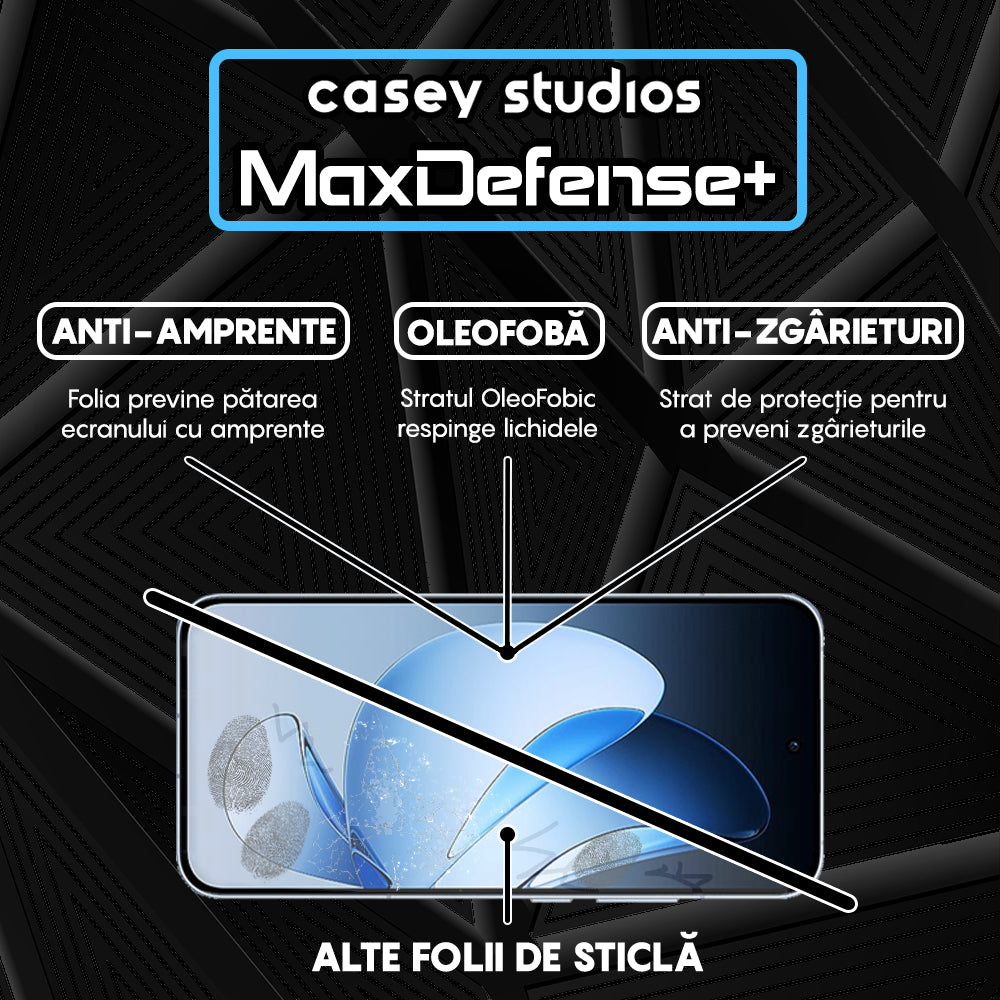 Folie Sticla MaxDefense+ - Oppo Reno13 - Negru