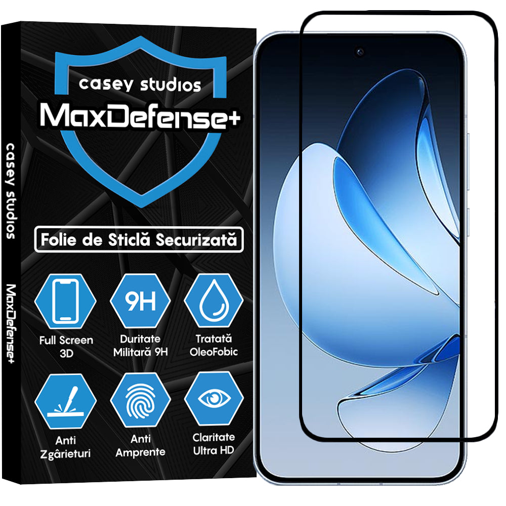 Folie Sticla MaxDefense+ - Oppo Reno13 - Negru