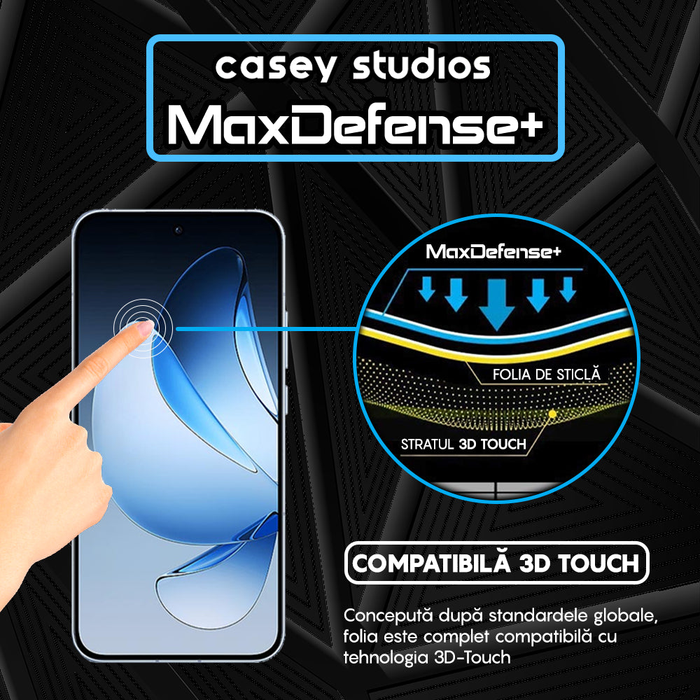 Folie Sticla MaxDefense+ - Oppo Reno13 - Negru