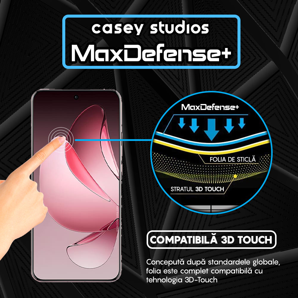 Folie Sticla MaxDefense+ - Oppo Reno13 Pro - Clear