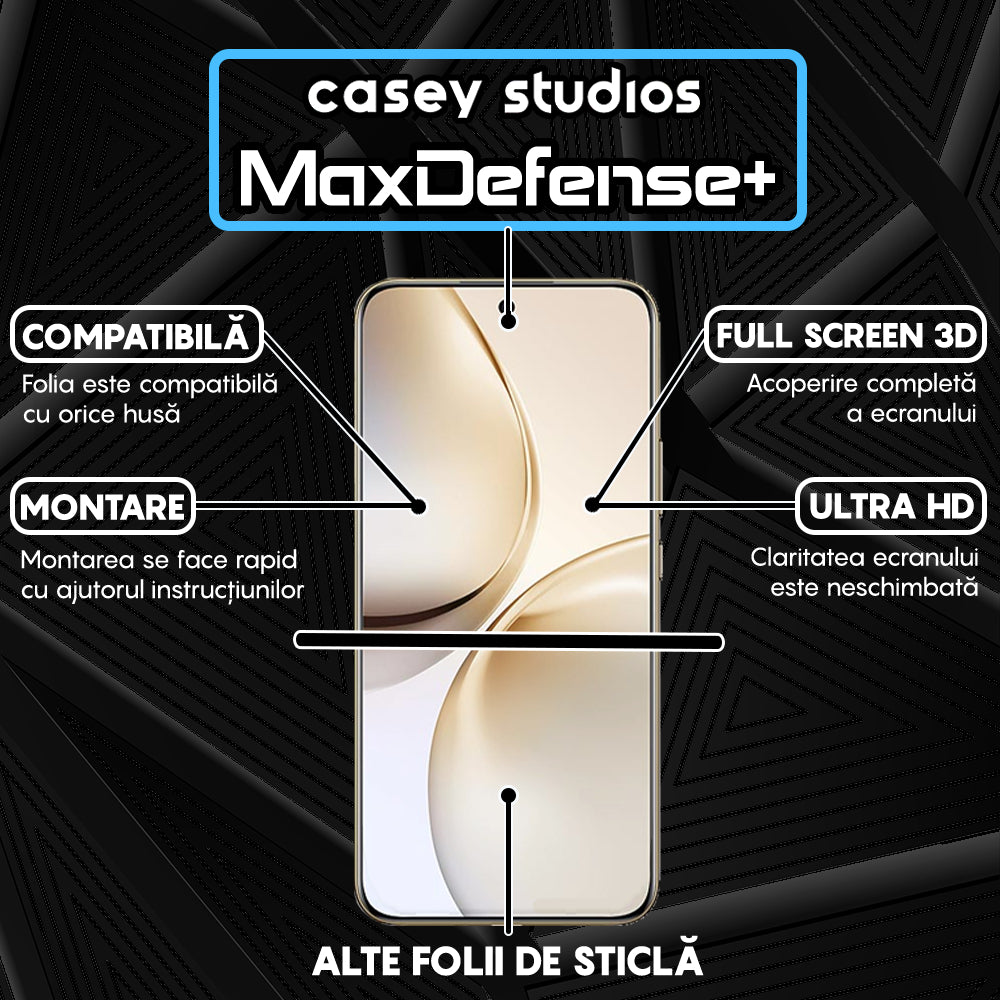 Folie Sticla MaxDefense+ - Realme 14 Pro+ - Negru