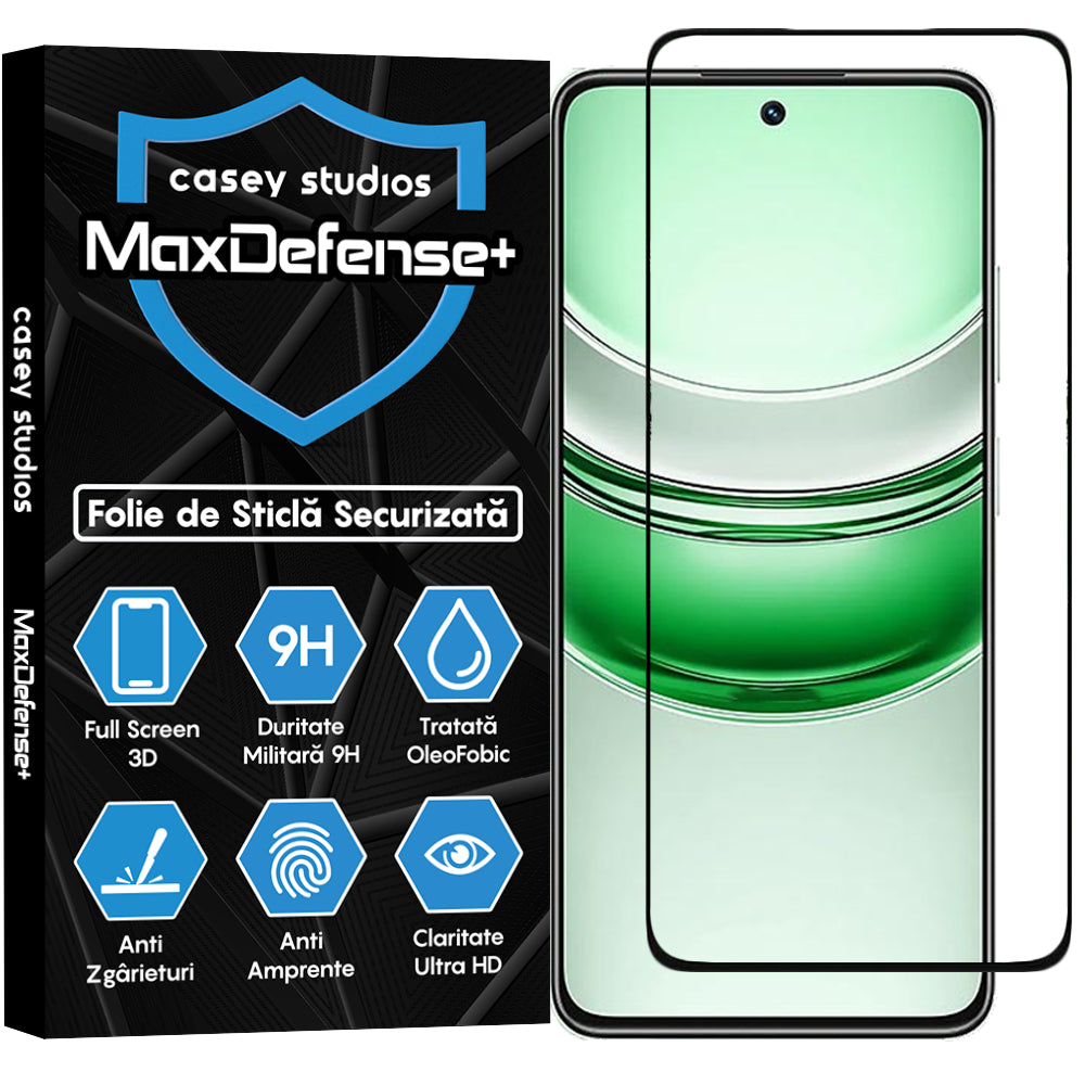 Folie Sticla MaxDefense+ - Realme 14x - Negru