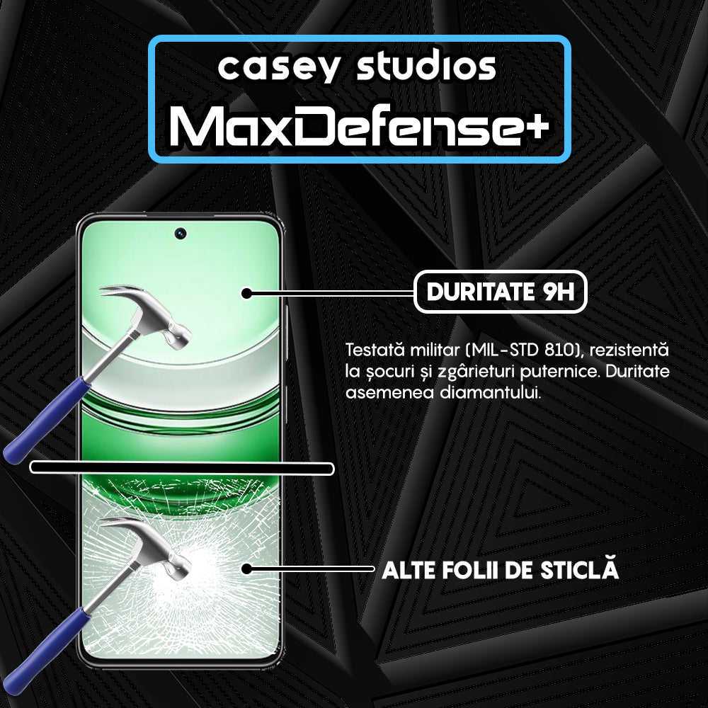 Folie Sticla MaxDefense+ - Realme 14x - Negru