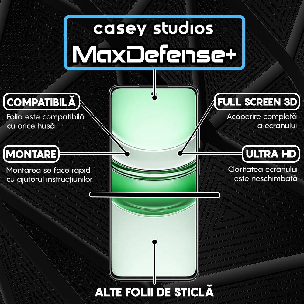 Folie Sticla MaxDefense+ - Realme 14x - Negru