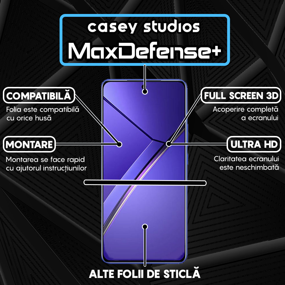 Folie Sticla MaxDefense+ - Realme Neo7 - Negru