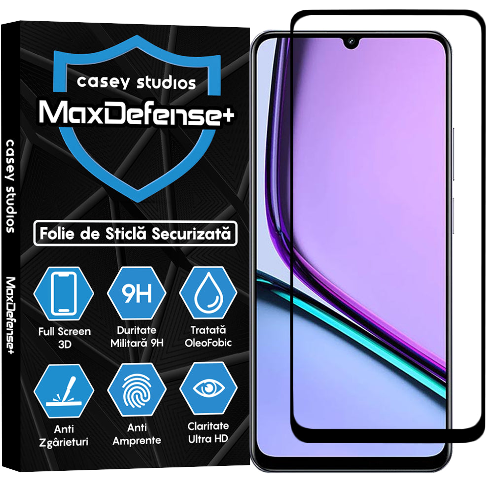 Folie Sticla MaxDefense+ - Realme Note 60 - Negru