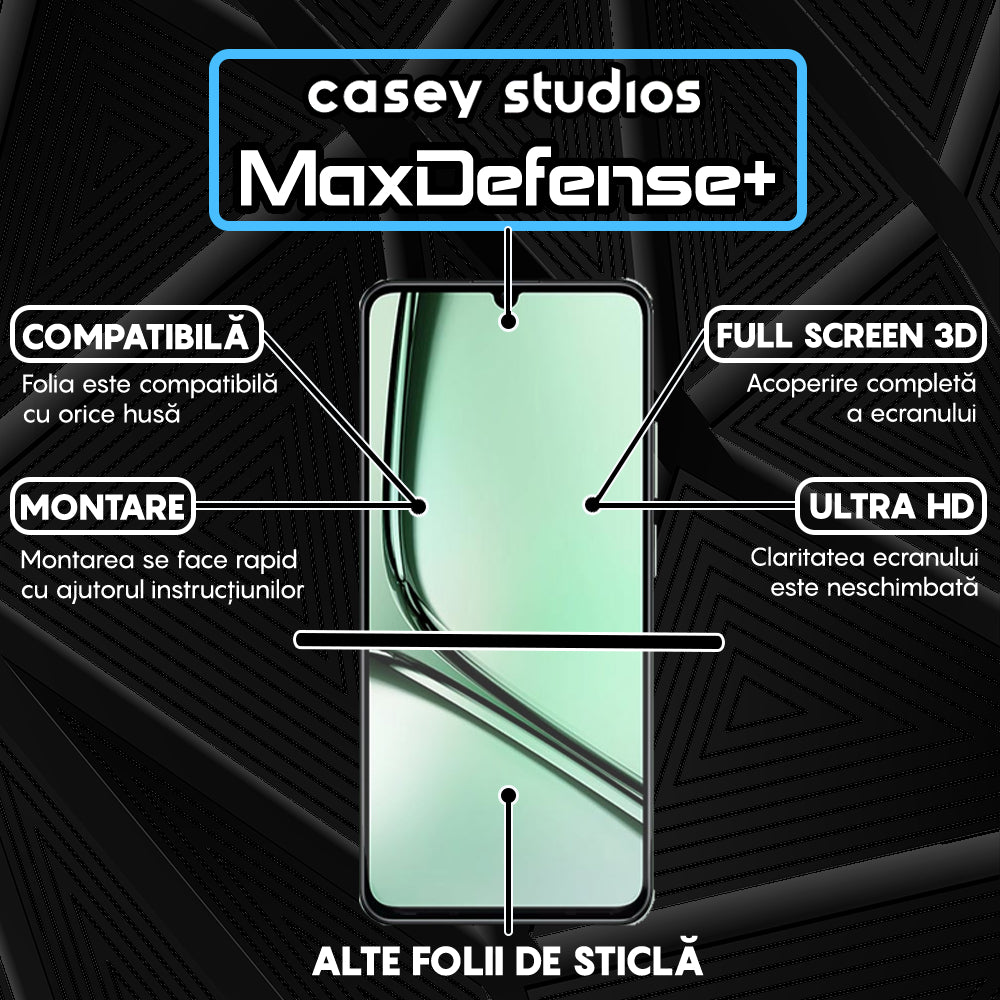 Folie Sticla MaxDefense+ - Realme Note 60x - Negru