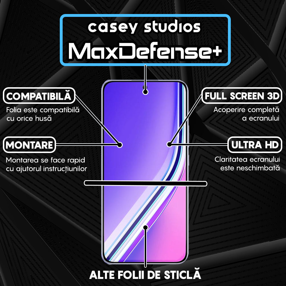 Folie Sticla MaxDefense+ - Realme P3 Pro - Negru