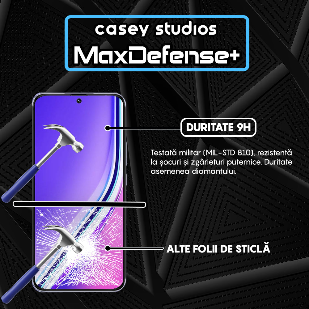 Folie Sticla MaxDefense+ - Realme P3 Pro - Negru