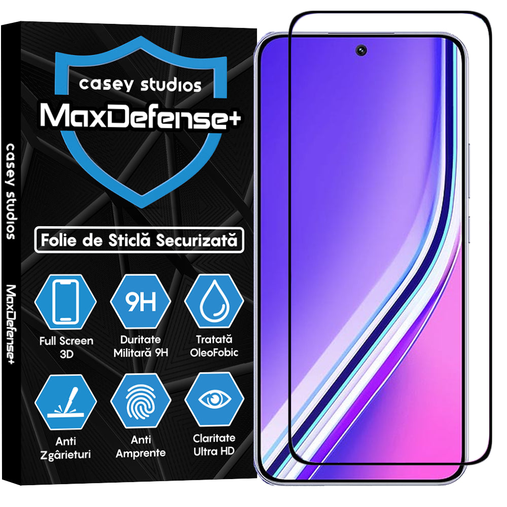 Folie Sticla MaxDefense+ - Realme P3 Pro - Negru