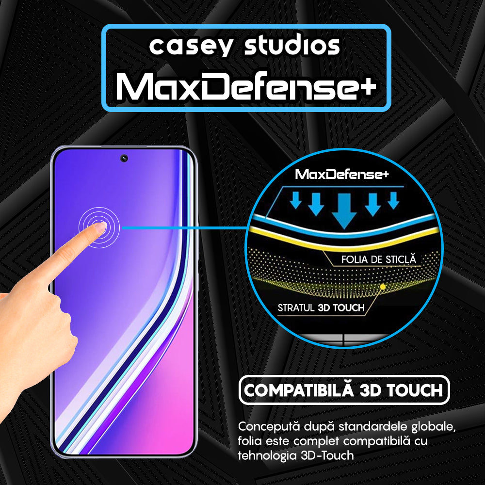 Folie Sticla MaxDefense+ - Realme P3 Pro - Negru