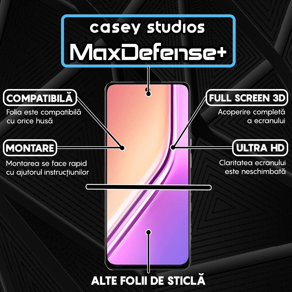 Folie Sticla MaxDefense+ - Realme P3x - Negru