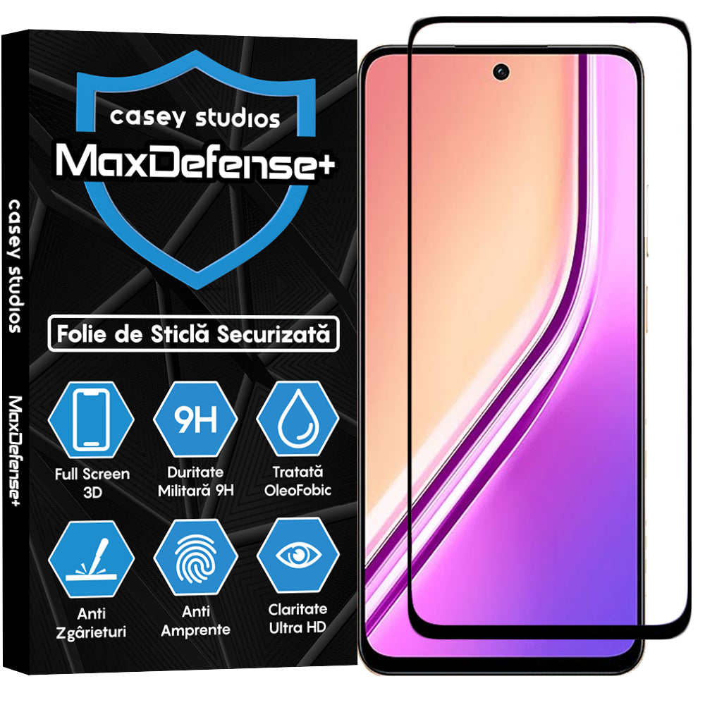 Folie Sticla MaxDefense+ - Realme P3x - Negru