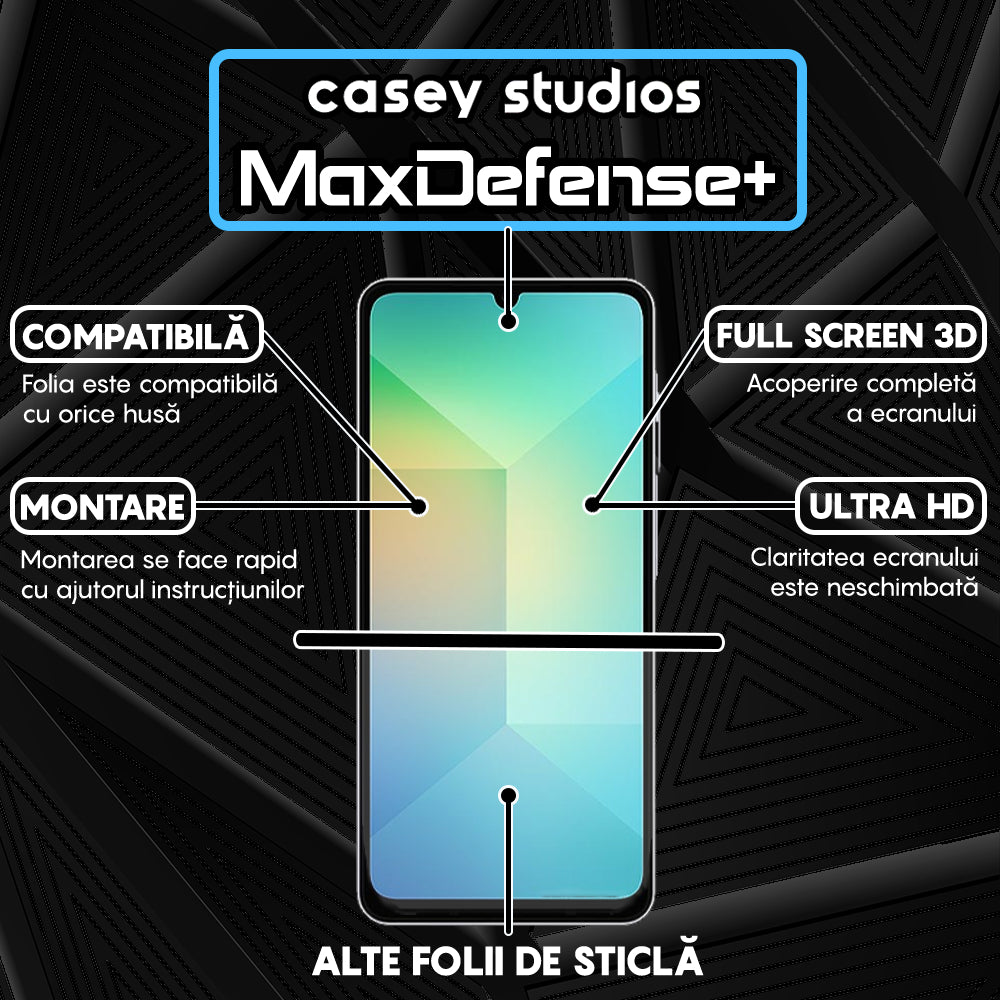 Folie Sticla MaxDefense+ - Samsung Galaxy A06 5G - Negru
