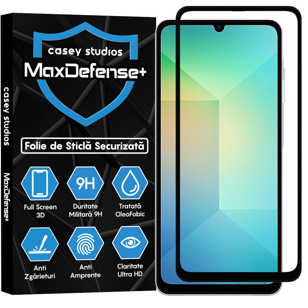 Folie Sticla MaxDefense+ - Samsung Galaxy A06 5G - Negru