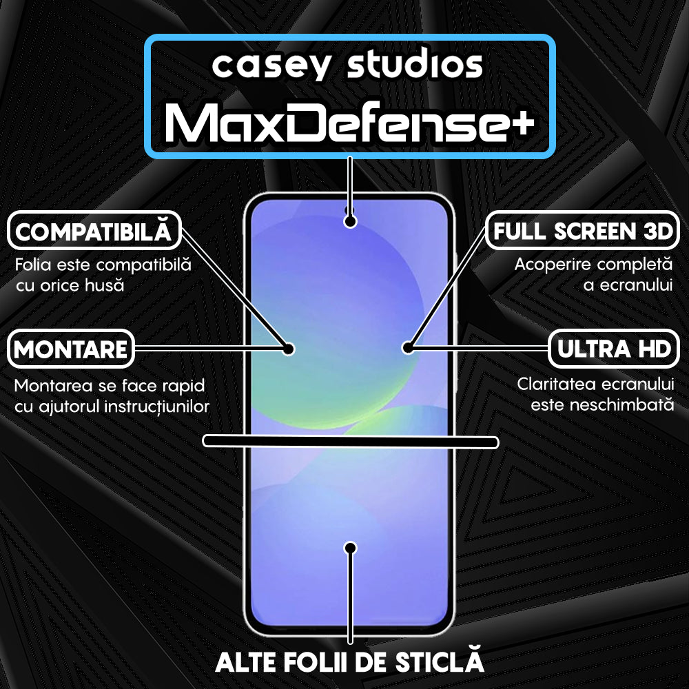 Folie Sticla MaxDefense+ - Samsung Galaxy A36 - Negru