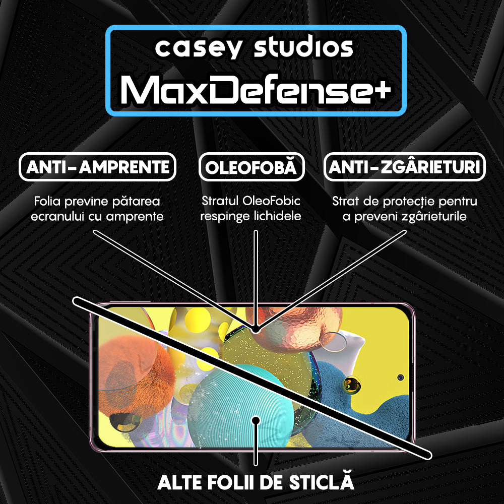 Folie Sticla MaxDefense+ - Samsung Galaxy A51 4G/5G - Negru